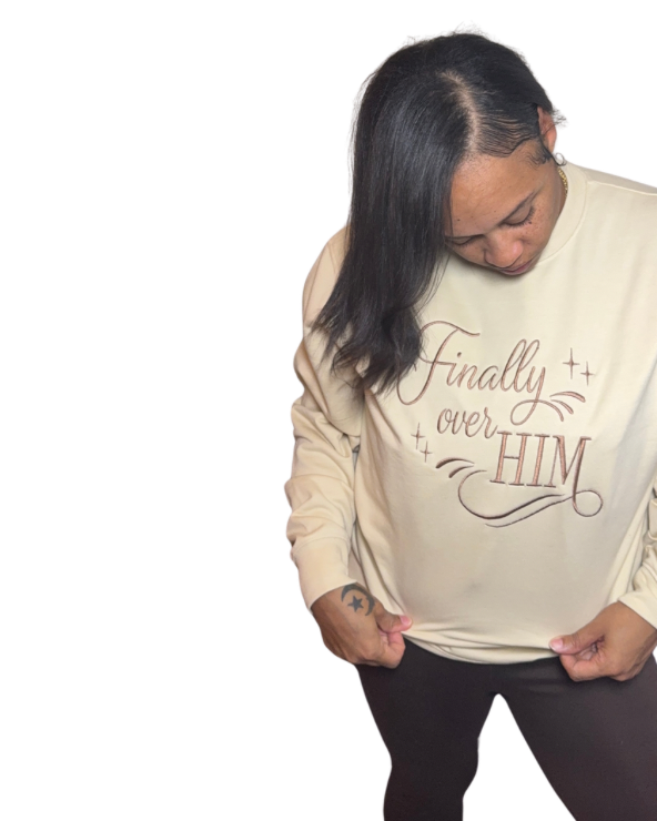 Finally Over Him – Embroidered Crewneck Sweater