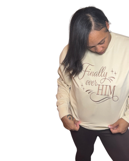 Finally Over Him – Embroidered Crewneck Sweater